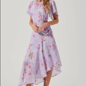 Astr Lavender Midi Sundress Sleeveless Asymmetrical
